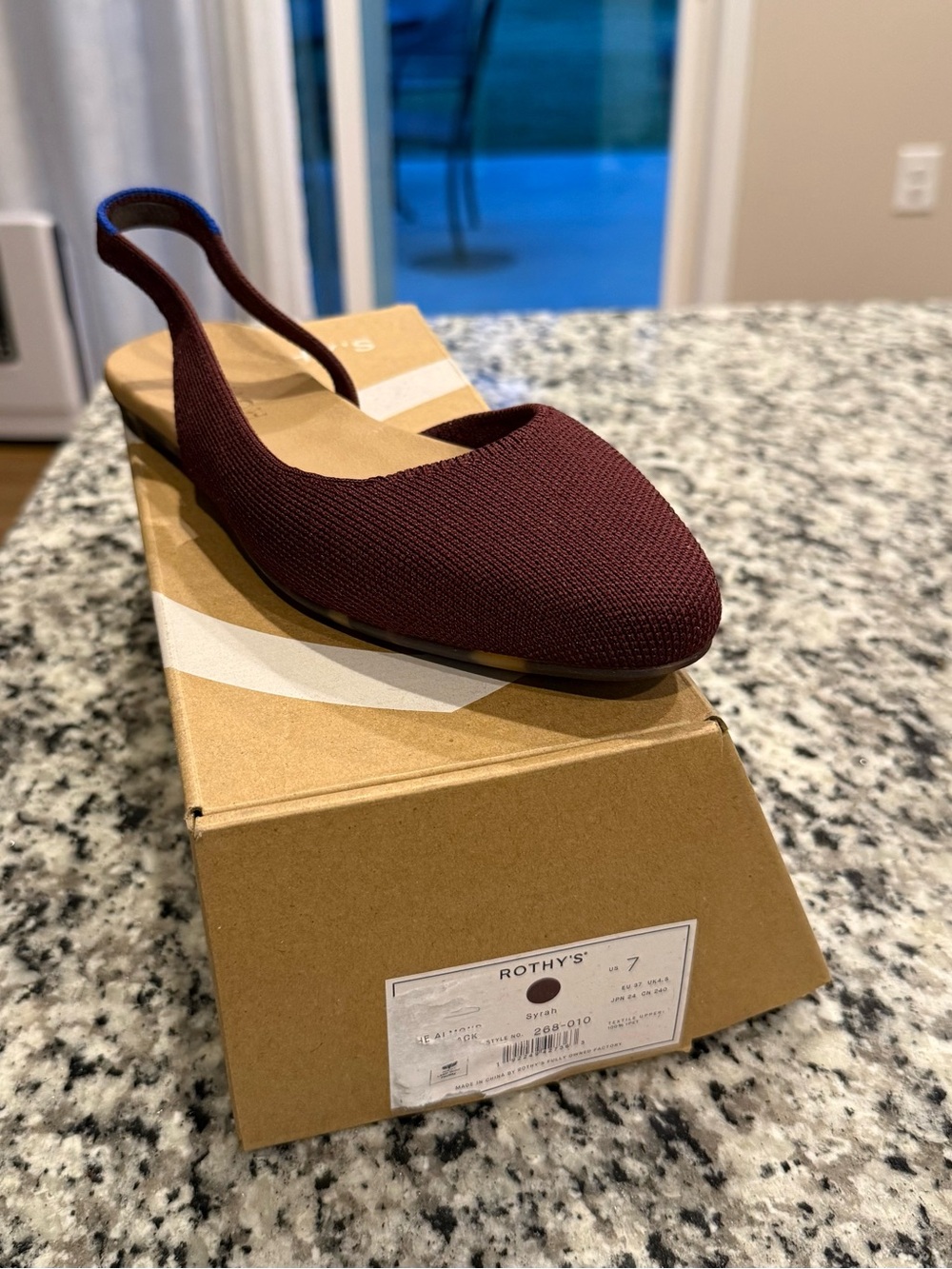 Rothy's Burgundy Knit Slingback Flat
